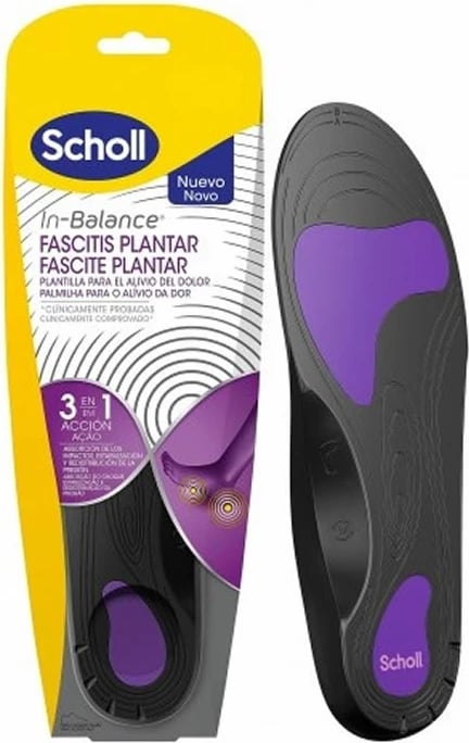 Tabane ortopedike unisex Scholl In-Balance Plantar Fasciitis, 2 copë, madhësia L, zi/vjollcë