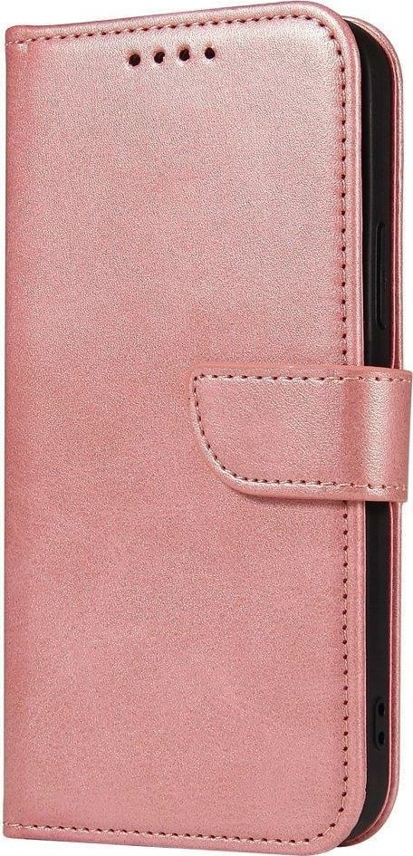 Mbështjellës Hurtel Magnet Case për Xiaomi Poco M4 Pro 5G, me kapak dhe mbështetëse, rozë