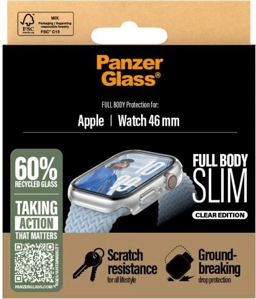 Mbrojtës trupit dhe ekranit PanzerGlass Snappie për Apple Watch 10, 46mm, transparent