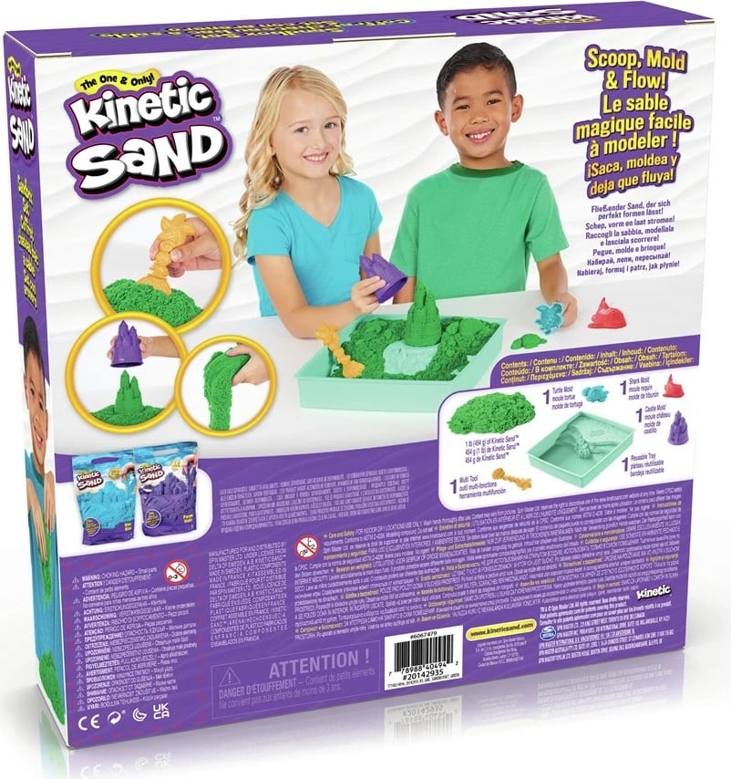 Set rërë kinetike SPIN MASTER, 1lb, me vegla dhe forma, Gjelbër