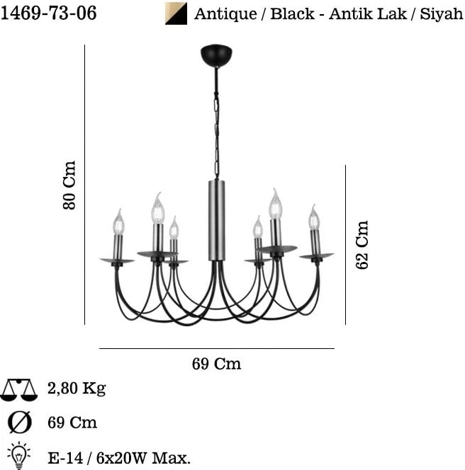 Llambadar Opviq, Dofa - 73-06, ngjyrë antike dhe e zezë