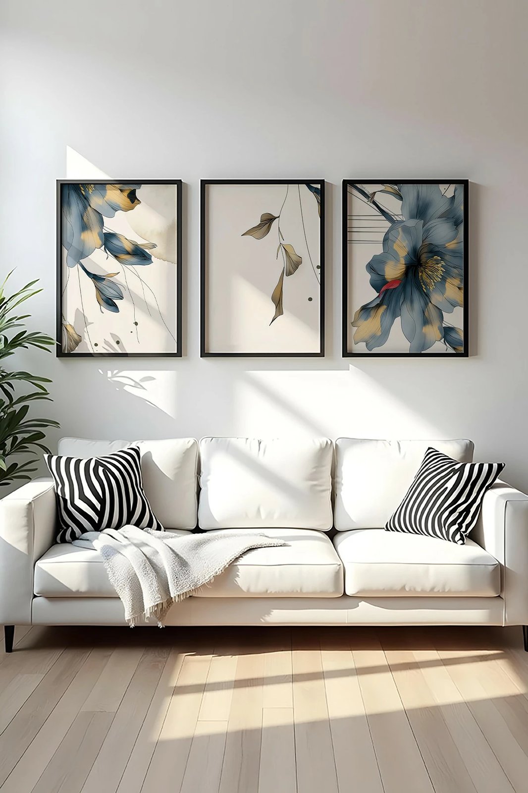 Pikturë dekorative me kornizë, 3 pjesë, Wallity, Huhu471S, 20x30cm