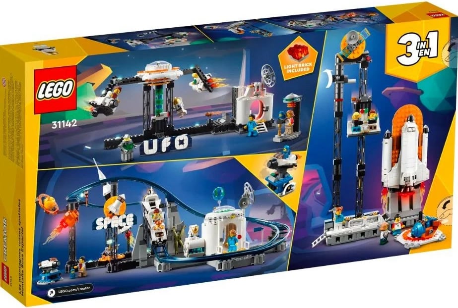 Set lodrash LEGO Creator 31142 Cosmic Roller Coaster, 874 pjesë, plastikë, për fëmijë 9+