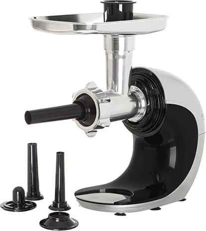 Pajisje kuzhine 3‑në‑1, Adler AD 4131, shtrydhëse e ngadaltë 90–105 rpm, mulli mishi #8 me sita 3/5/7 mm, grirëse perimesh, 150 W, 650 ml