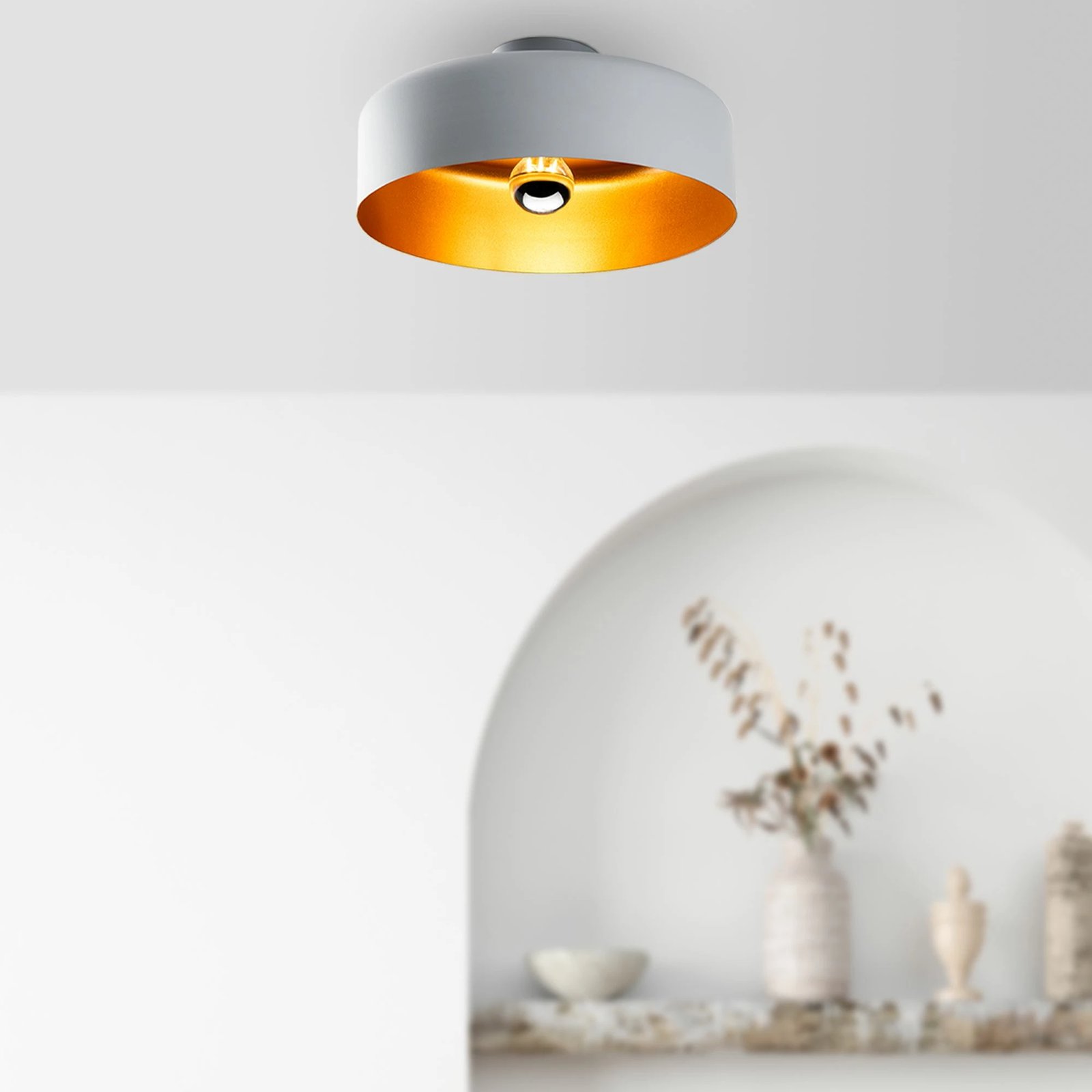 Llambë tavani Opviq, Vesta - 15076, metalike, ngjyrë gri, 35x35x18cm