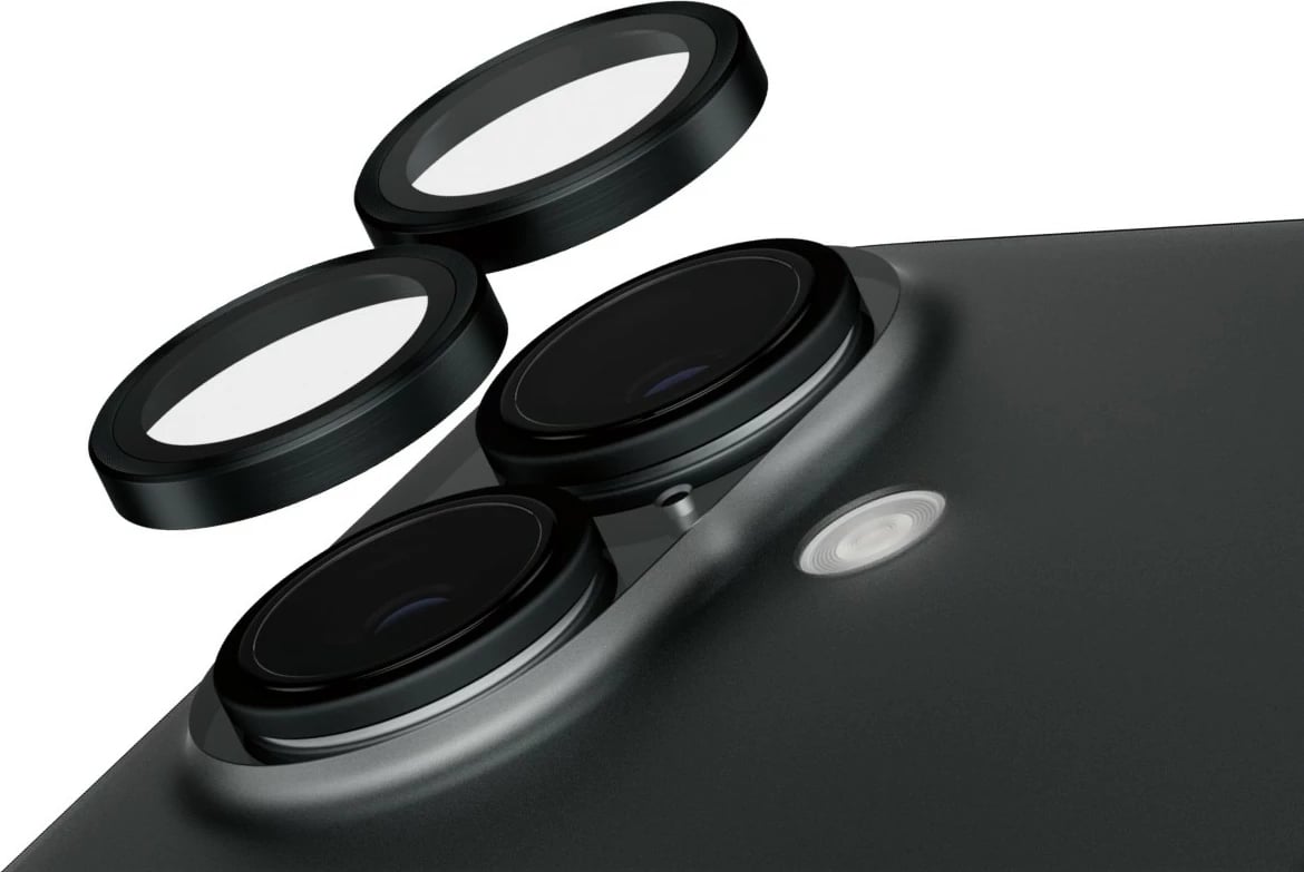 Mbrojtës kamere PanzerGlass për iPhone 16/16 Plus, i zi