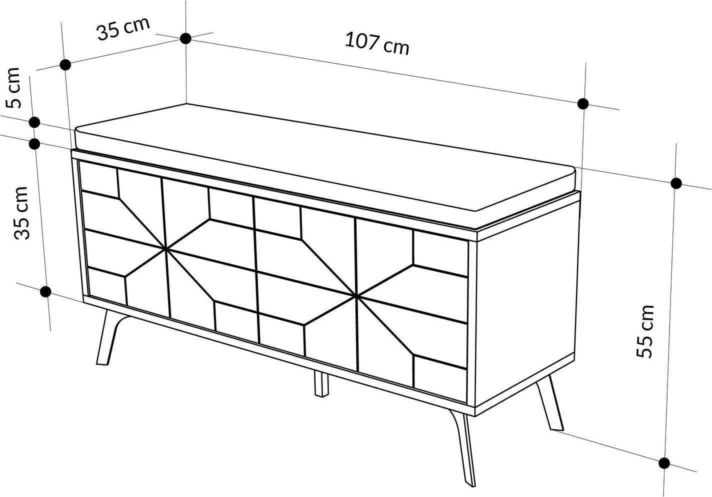 Dollap këpucësh Skye Decor, me ulëse, ngjyrë e bardhë