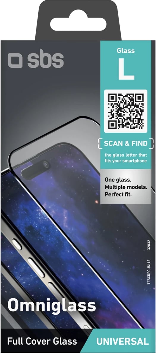 Mbrojtës ekrani qelq i kalitur, SBS, Omniglass L, Full Cover universal për celular, transparent