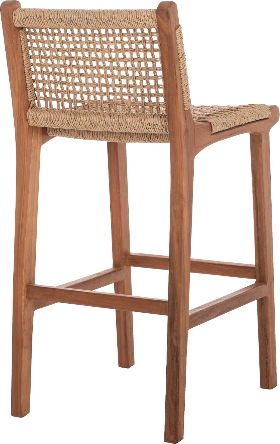 Karrige për bar me mbështetëse për jashtë, dru tik dhe litar, FH9381.01, 40x53x89H cm