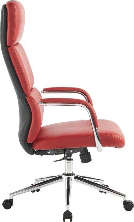 Karrige menaxheri për zyre Bendona, lëkurë PU e kuqe, 71x78x119-127cm