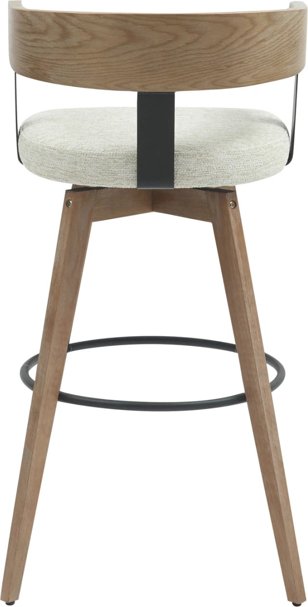 Karrige për bar, lartësi mesatare, rrotulluese, LANI FH9988.01, këmbë druri ahu, shpinë kompensatë, ndenjëse pëlhure ecru, 52,5x50.5x88H cm, set prej 2 copash