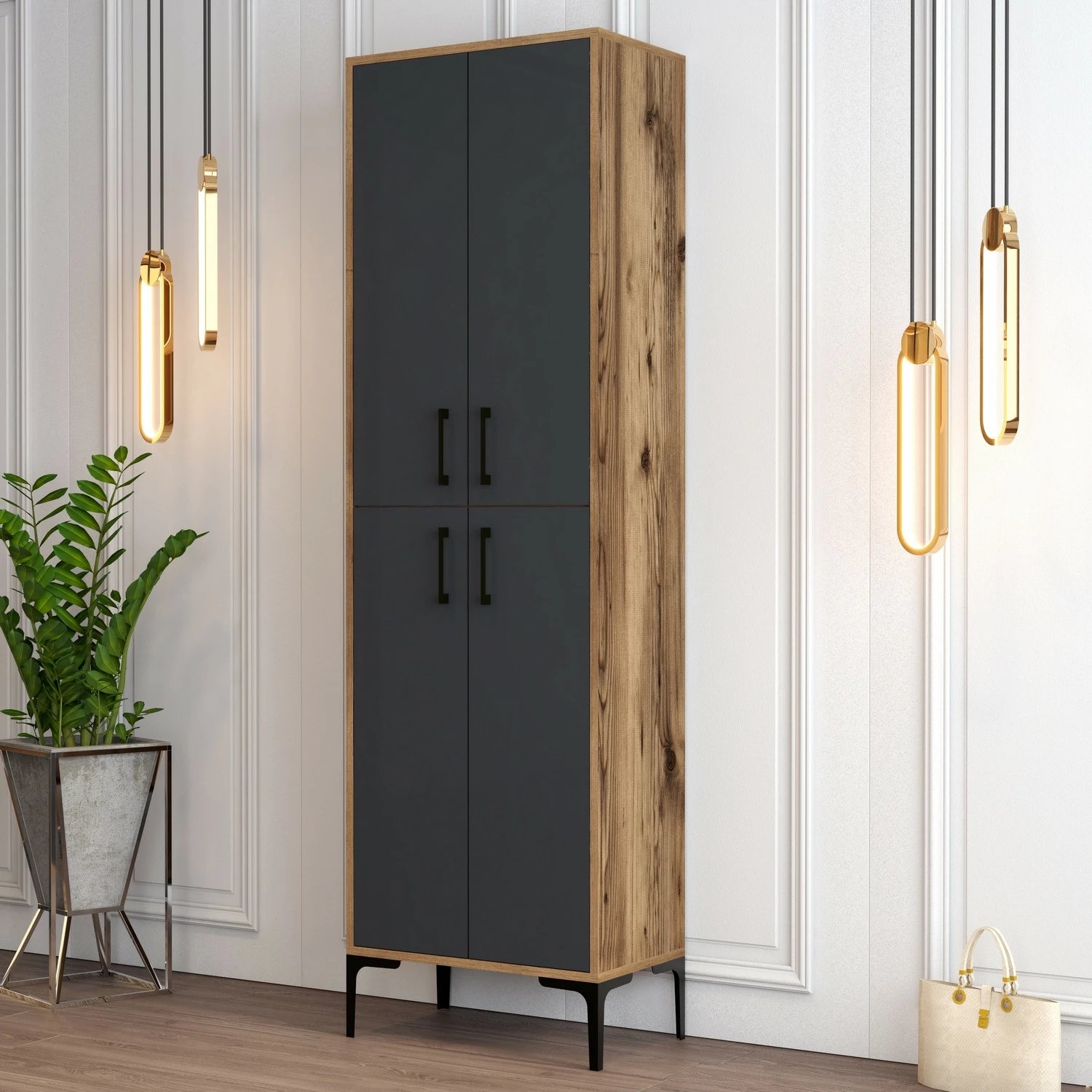 Dollap këpucësh Skye Decor, Berlin A, ngjyrë arrë dhe antracit