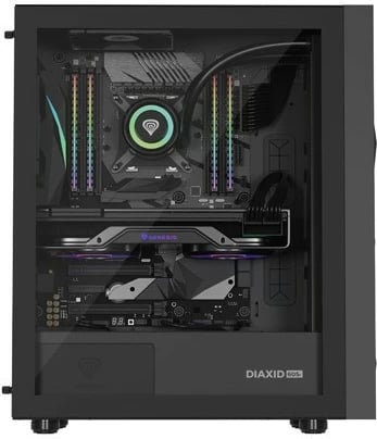 Kasë Natec Genesis Diaxid 605F, Midi Tower, ATX, USB-C, e zezë Kasë Natec Genesis Diaxid 605F, Midi Tower, ATX, USB-C, e zezë