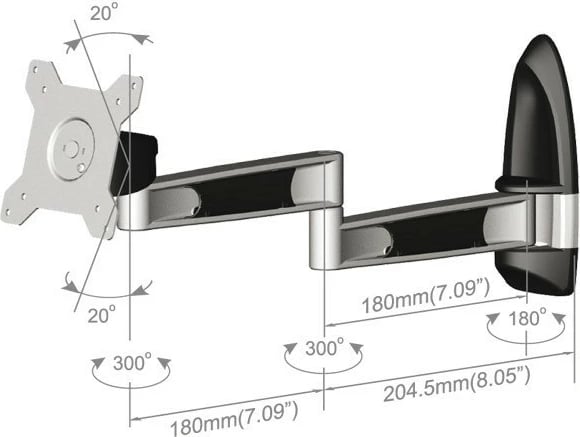 Mbajtës muri për monitor Tronje WH AR210 (15-24Z), i zi/gri
