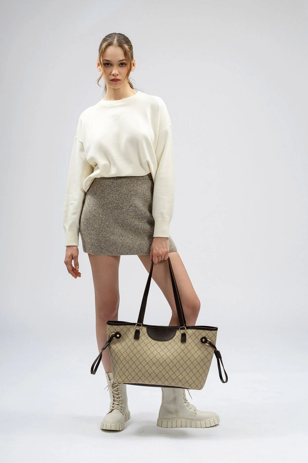 Tote bag Lucky Bees, krem, kafe, 355 v2