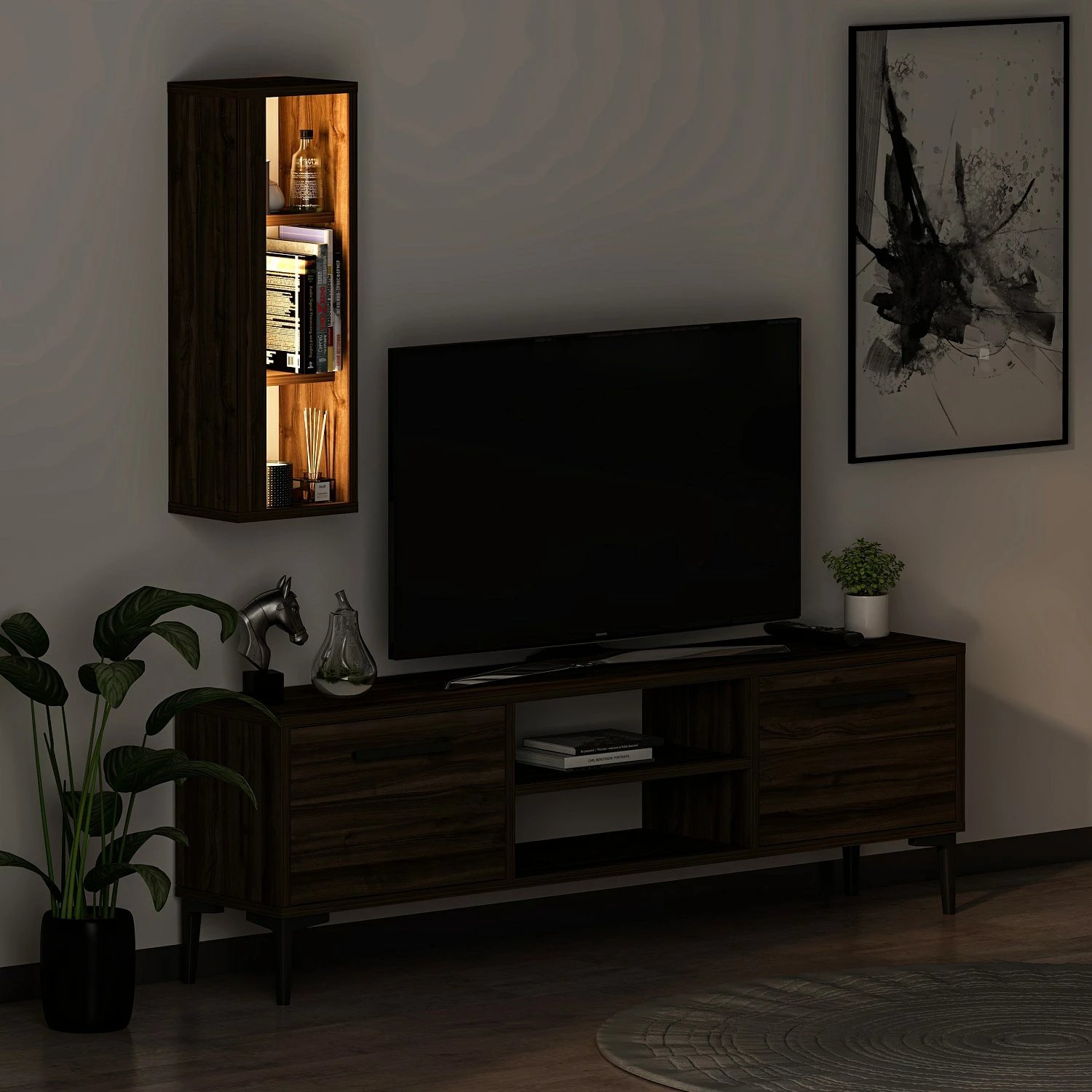 Komodë TV Skye Decor, ngjyrë arre, Bien