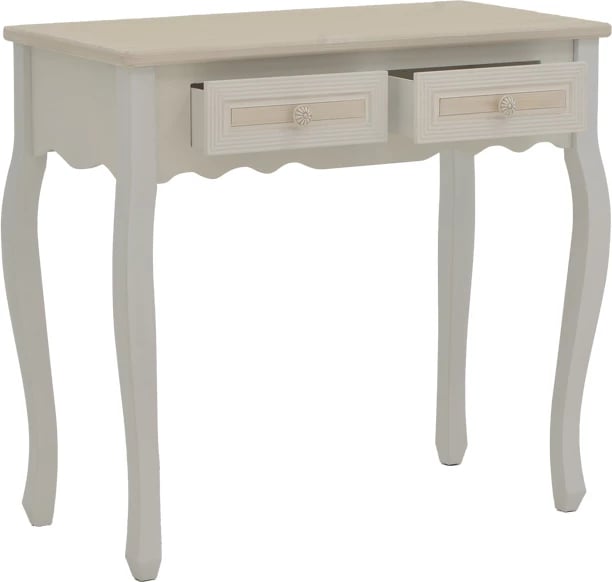 Konsolë Joliene Inart ngjyrë natyrale-antike e bardhë mdf 80x40x75cm
