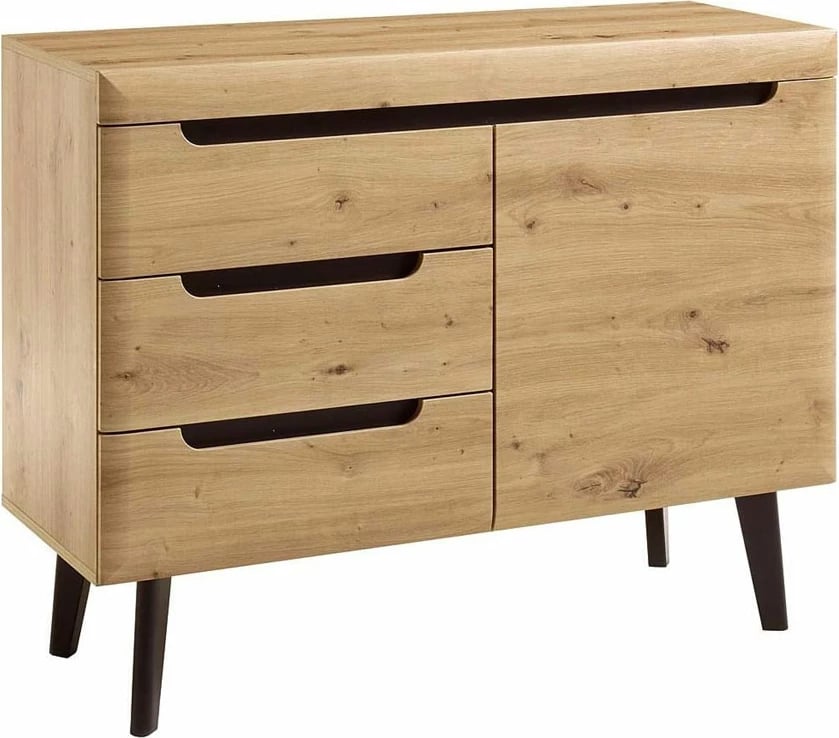 Komodë GRIF me 1 derë, 3 sirtarë, ngjyrë natyrale, 107x40x87