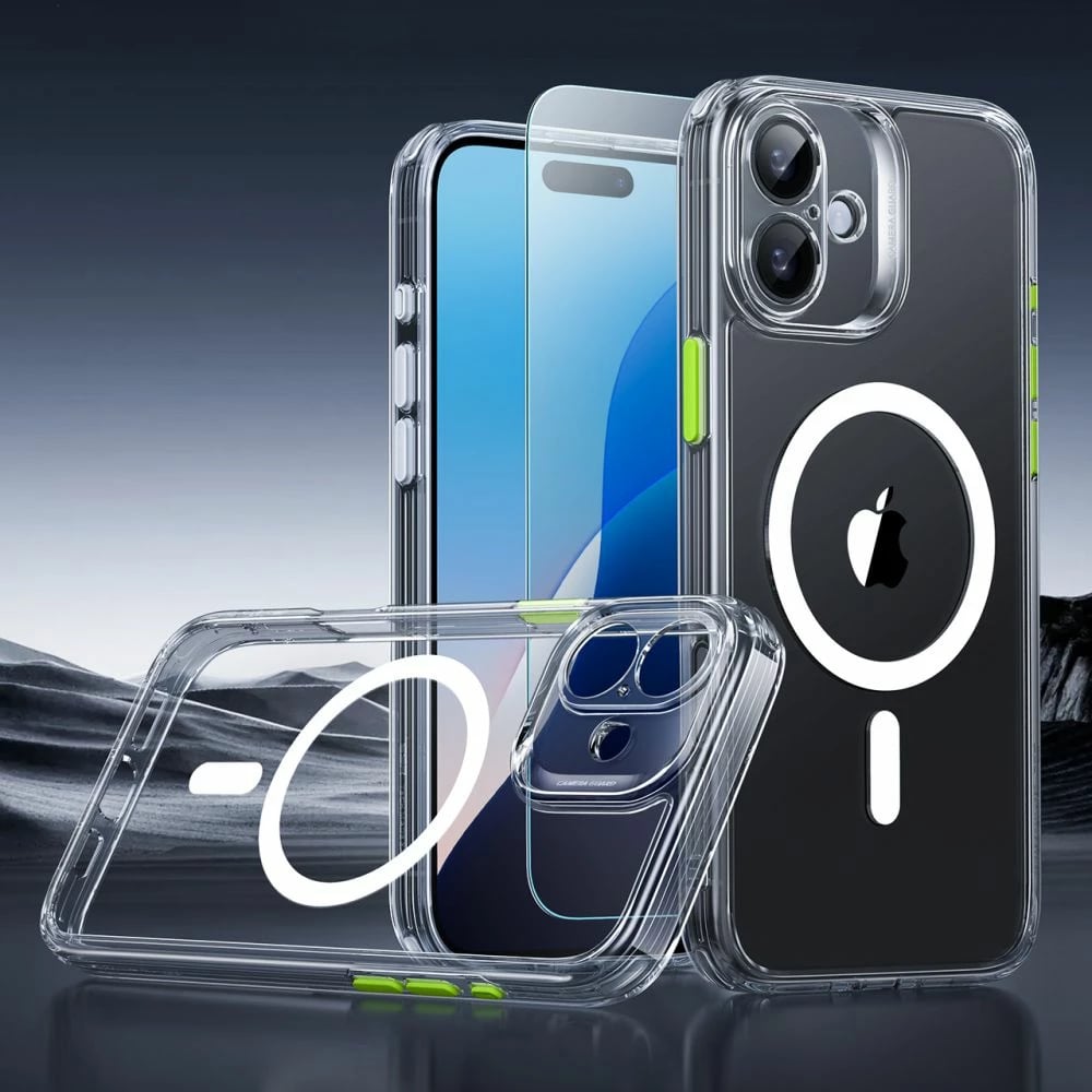 Mbështjellës ESR Classic Pro Set HaloLock për iPhone 16, me MagSafe, Transparent, set me xham mbrojtës