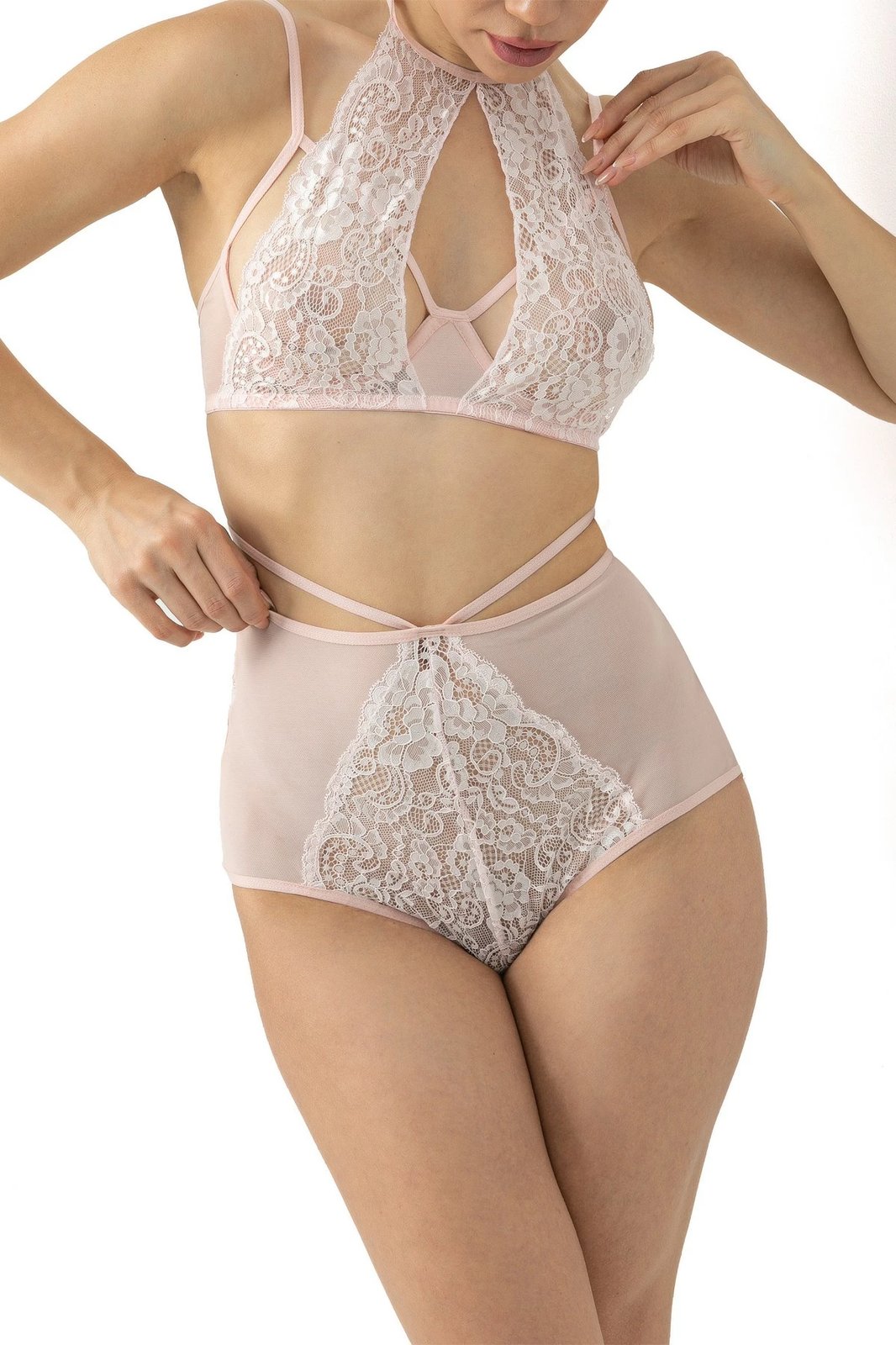 Bra dantelle rozë Jumeon, 148-007055009