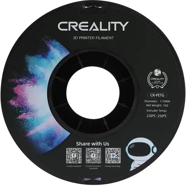 Filament PETG, Creality, CR-PETG 3301030033, 1.75 mm, 1 kg, temperaturë shtypjeje 230-250°C, verdhë