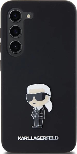 Mbështjellës Karl Lagerfeld Silicone Ikonik Metal Pin për Samsung Galaxy S23, i zi