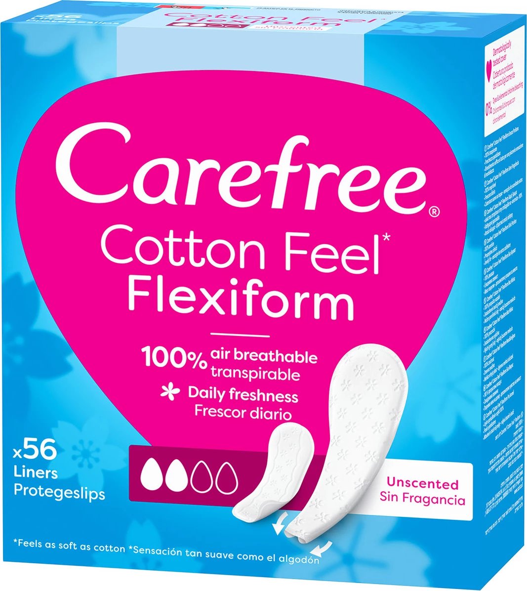 Protektor i përditshëm Carefree Flexiform Cotton pa aromë 56 copë