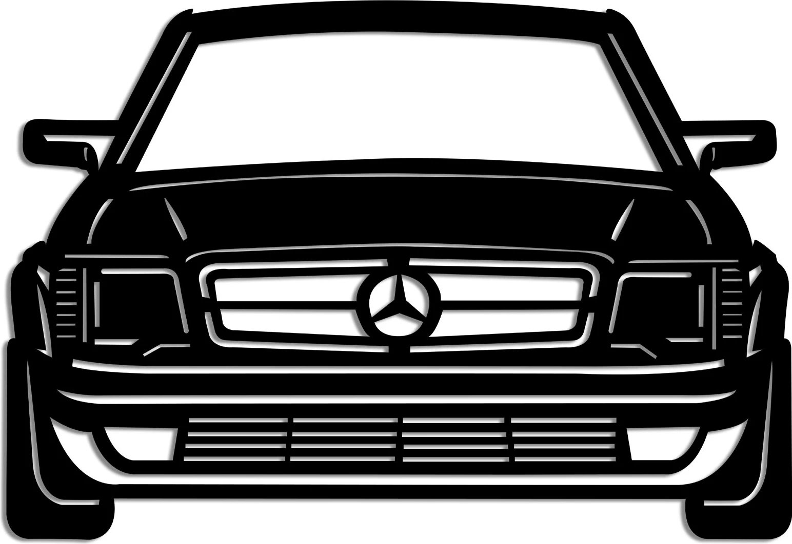 Aksesor dekorativ metalik për mur, Wallity, Mersedes Benz AMG 80S, ngjyrë e zezë, 60x42cm