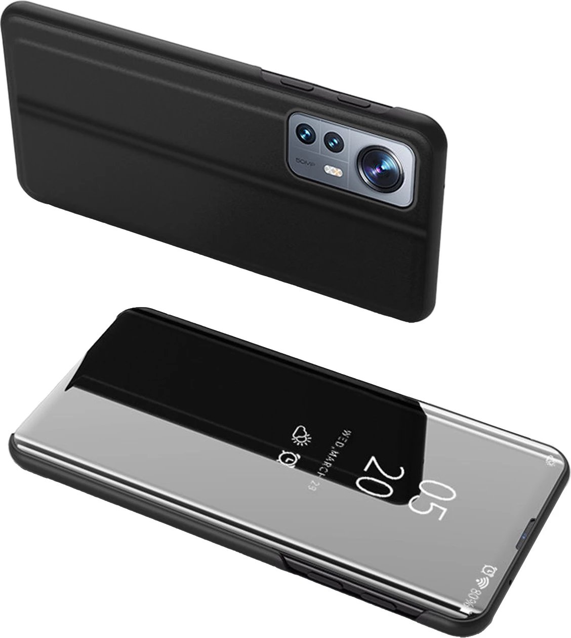 Mbështjellës Hurtel Clear View Case për Xiaomi 12 Lite, me kapak, e zezë