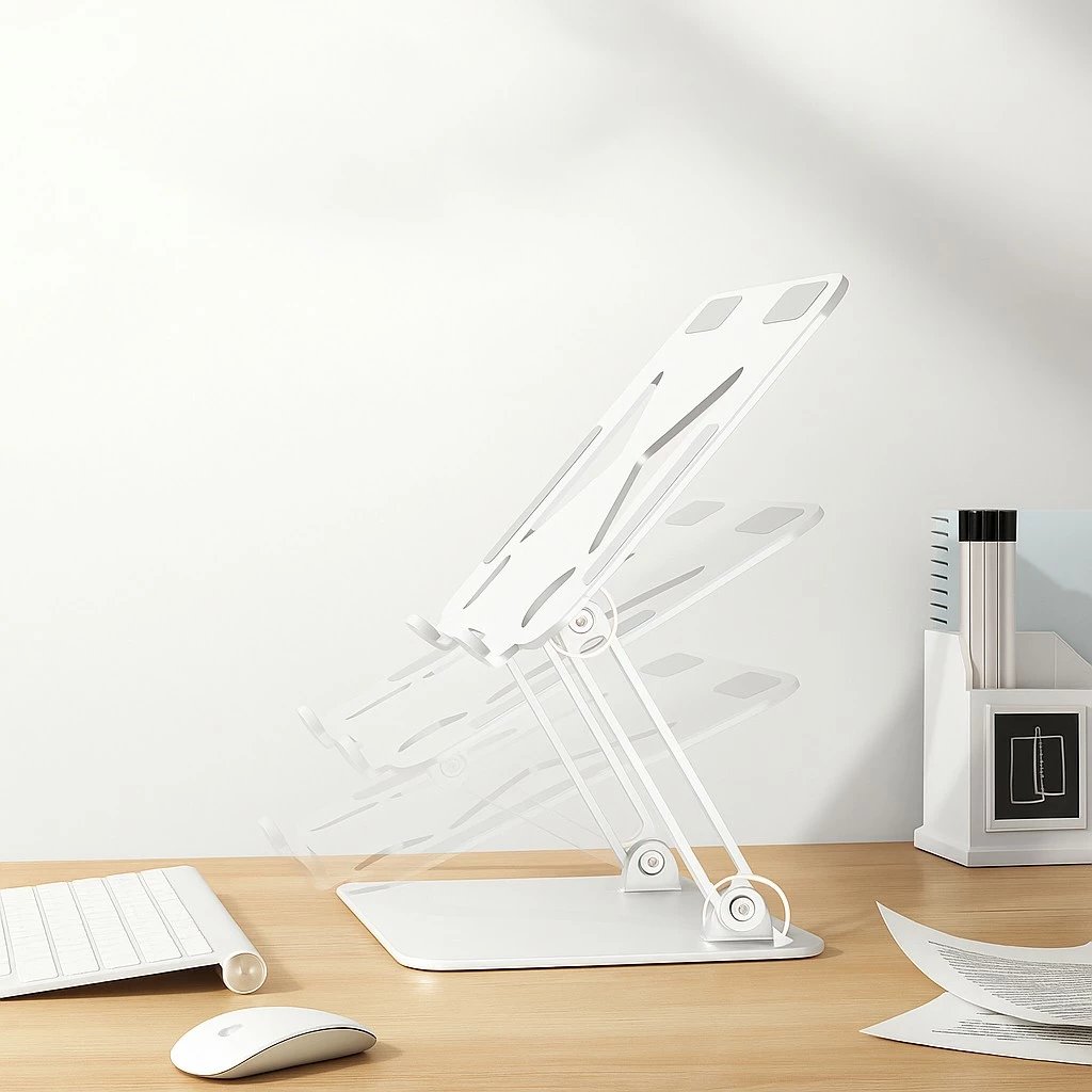 Stendë laptopi, Media-Tech MT2661W, rregullim shumë-këndor 10–17 inç, ngritje deri 17 cm, alumini/çelik, e bardhë