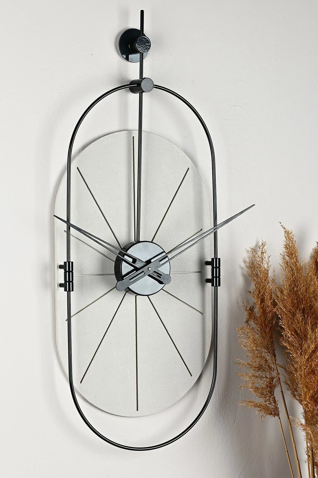 Orë muri dekorative metalike Wallity, e bardhë/zezë, 77x29cm