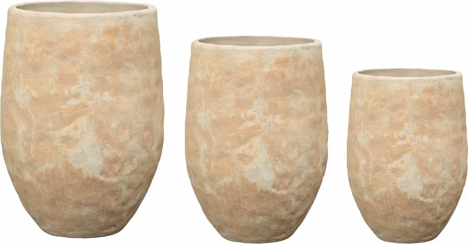 Set vazo PORTER, 3 copë, qeramikë, bezhë, 42x42x58