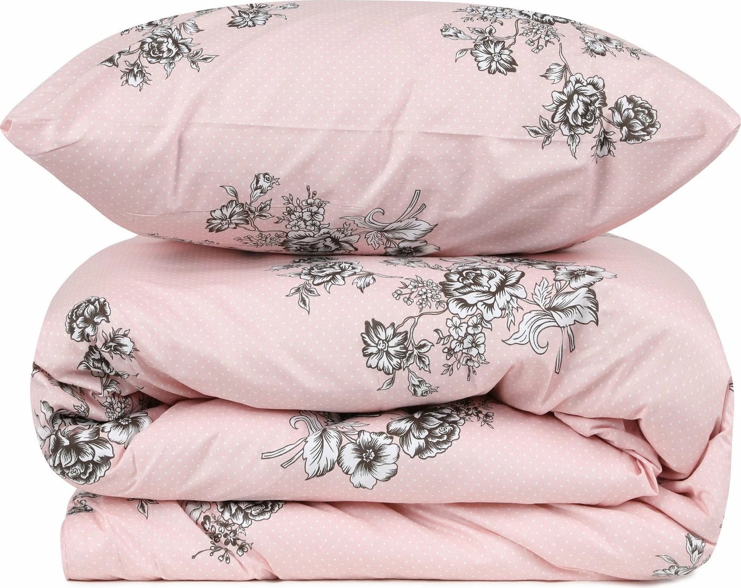 Set mbulesë për jorgan King, L'essentiel, Bouquet, ngjyrë gri dhe pluhur