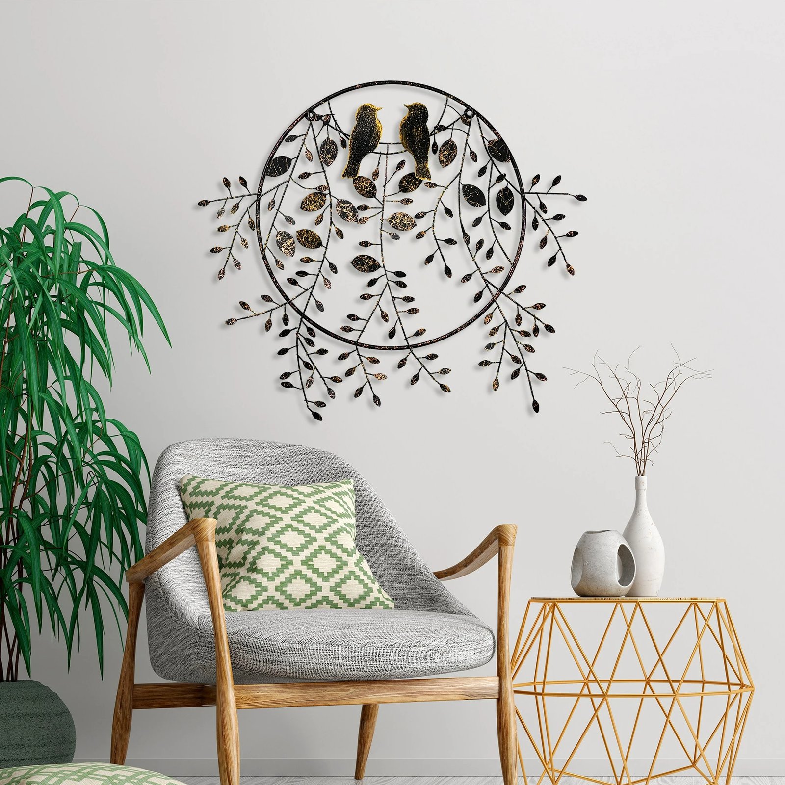 Aksesor dekorativ metalik për mur Wallity, Dashuria e Zogjve 2