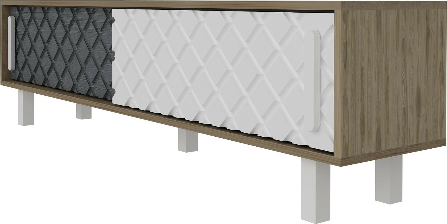 Komodë TV Skye Decor, rob-ud, e bardhë, antracit