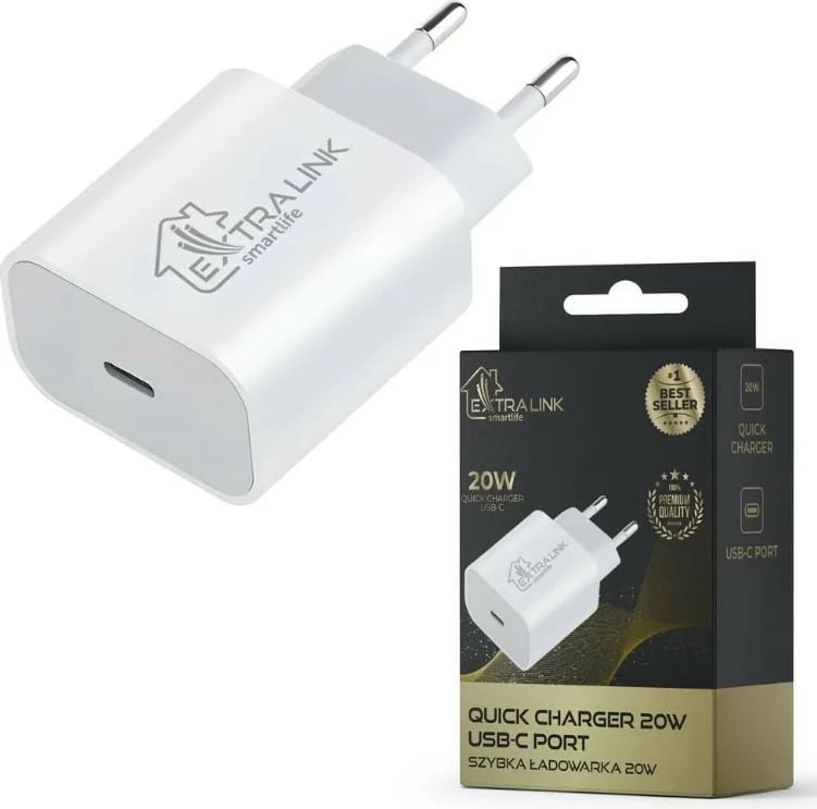 Karikues muri Extralink Smart Life CHARESL03, 20W, USB-C, Bardhë