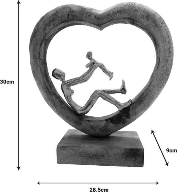 Dekorim tavoline zemër Loisir Inart dru mango-alumin 28.5x9x30cm Dekorim tavoline zemër Loisir Inart dru mango-alumin 28.5x9x30cm