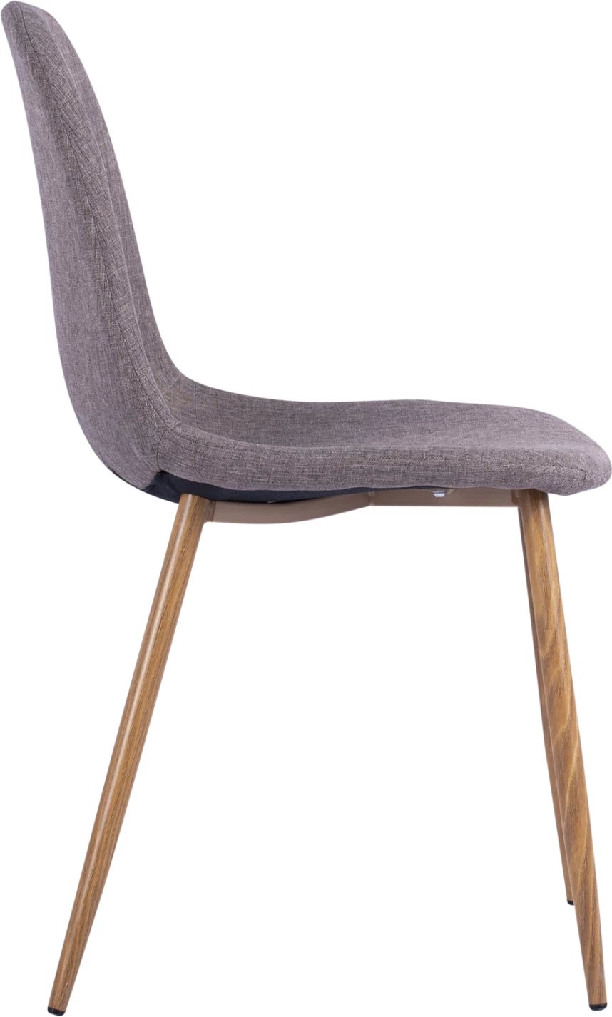 Karrige ngrënieje Leonardo FH00100.03 me këmbë metalike dhe pëlhurë kafe 44x55x85 cm, set prej 4 copë