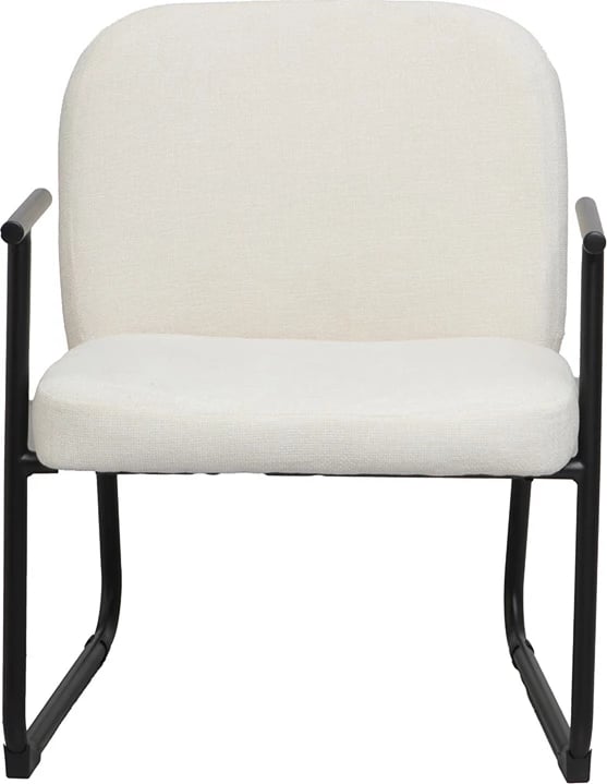 Karrige vizitorësh, stof krem, këmbë metalike të zeza, 65x68.5x79.5cm