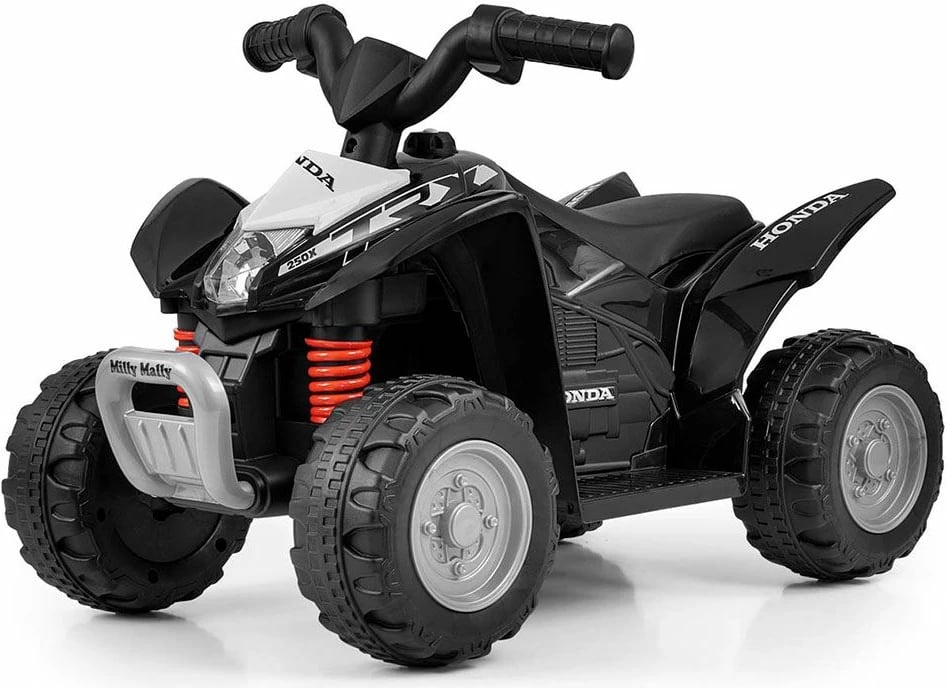 ATV elektrik për fëmijë, Milly Mally, Honda TRX 250X licencë, motor 30W, bateri 6V 4.5Ah, shpejtësi 2.5–3 km/h, zi