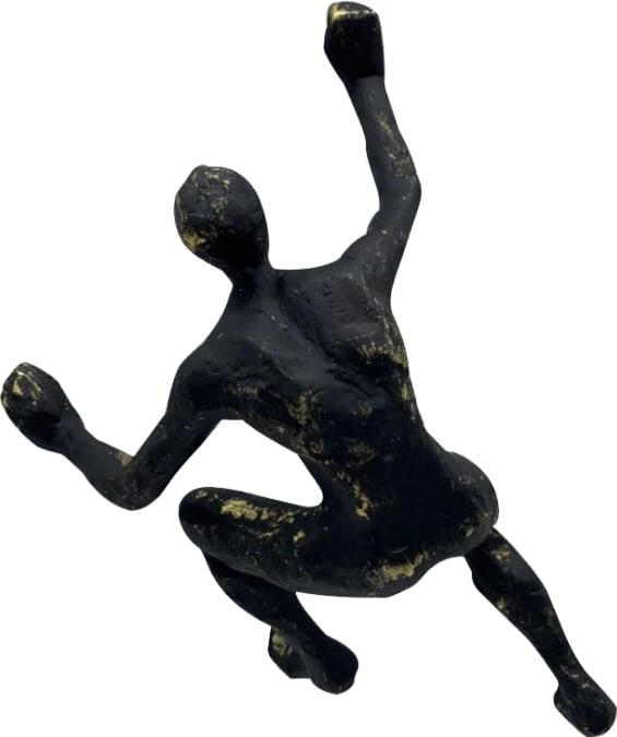 Dekor muror alpinist, polirezine, ngjyrë e zezë me të artë, 15x9x23cm