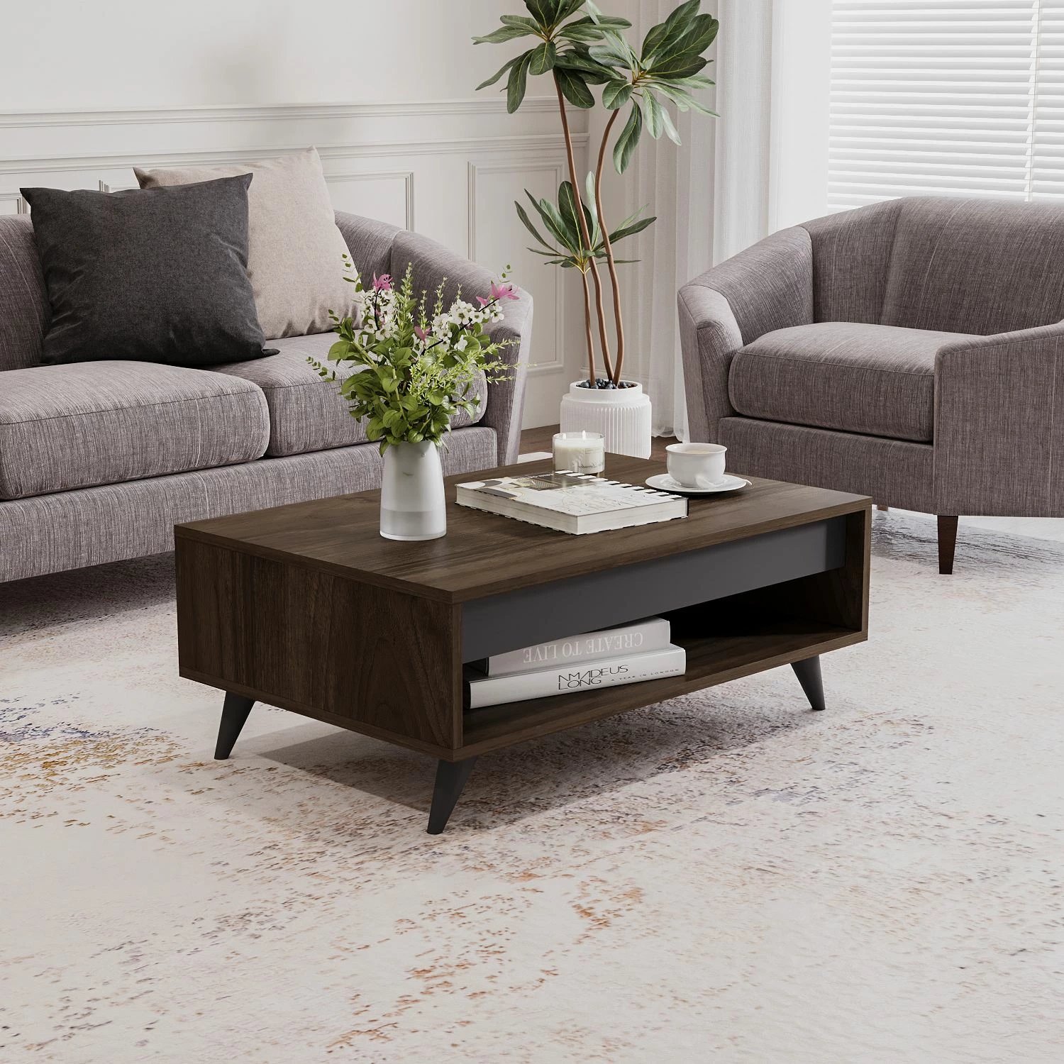 Tavolinë kafeje Skye Decor, Century, ngjyrë arre