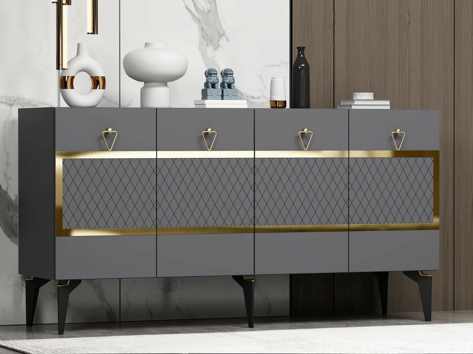 Konsolë Hanah Home, Ipek, anthracite dhe ari