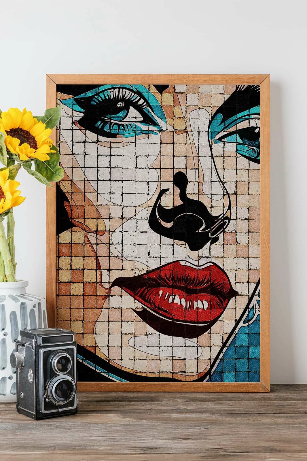 Pikturë dekorative me kornizë, shumëngjyrëshe, Popmosaic21, 33x48cm