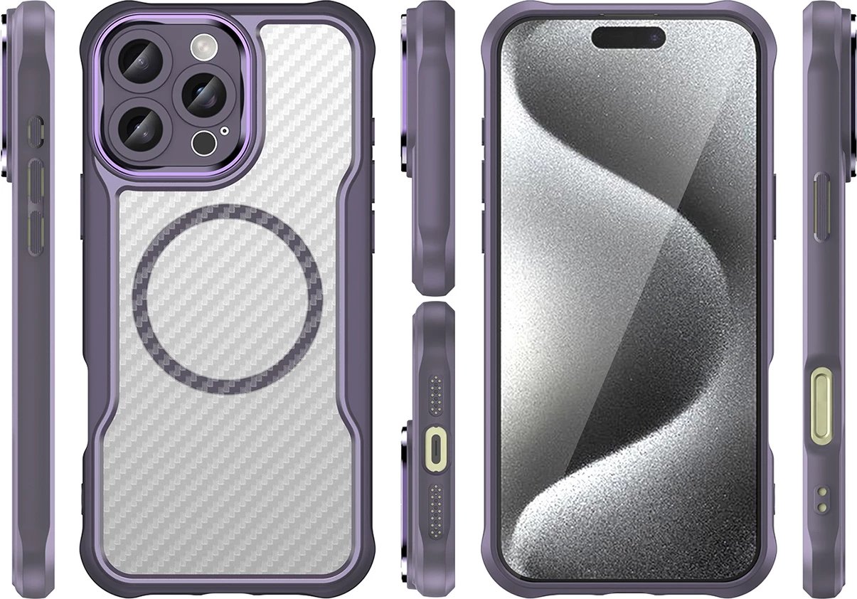 Mbështjellës Hurtel Leading Series MagSafe për iPhone 16 Pro, TPU, Vjollcë