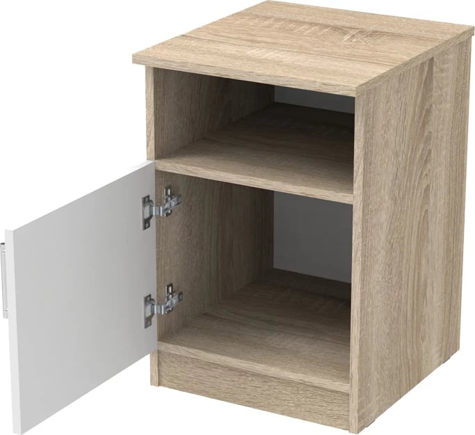 Komodinë Galdi, ngjyrë sonoma-bardhë, 40x45x60cm