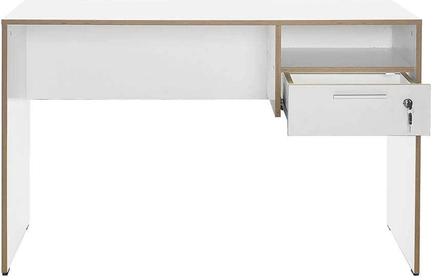 Tavolinë pune për studim, ngjyrë e bardhë dhe lis, Cms-510-Dx-1