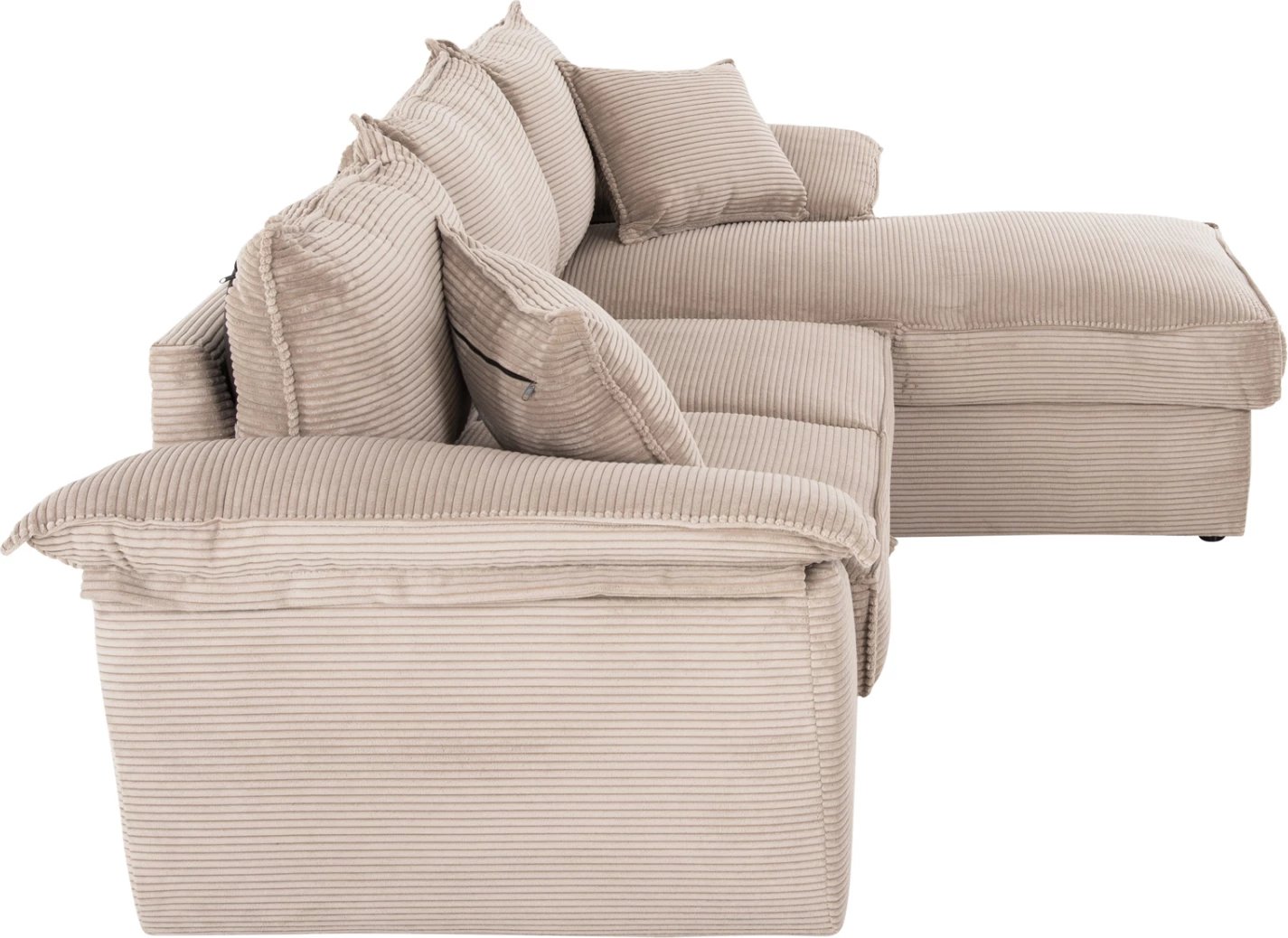 Divan qoshe me shtrat dhe hapësirë ruajtjeje ALDO FH3276.01R, pëlhurë bezhë, 256x91-159x87H cm