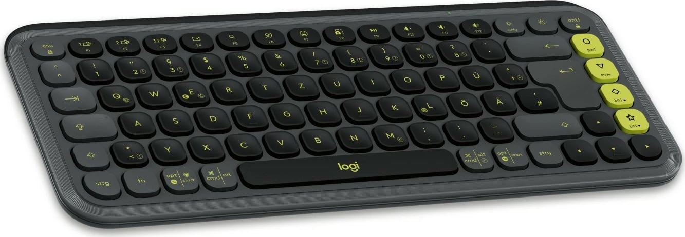 Tastierë mini Logitech POP ICON KEYS, wireless, Bluetooth, QWERTZ, e zezë/verde