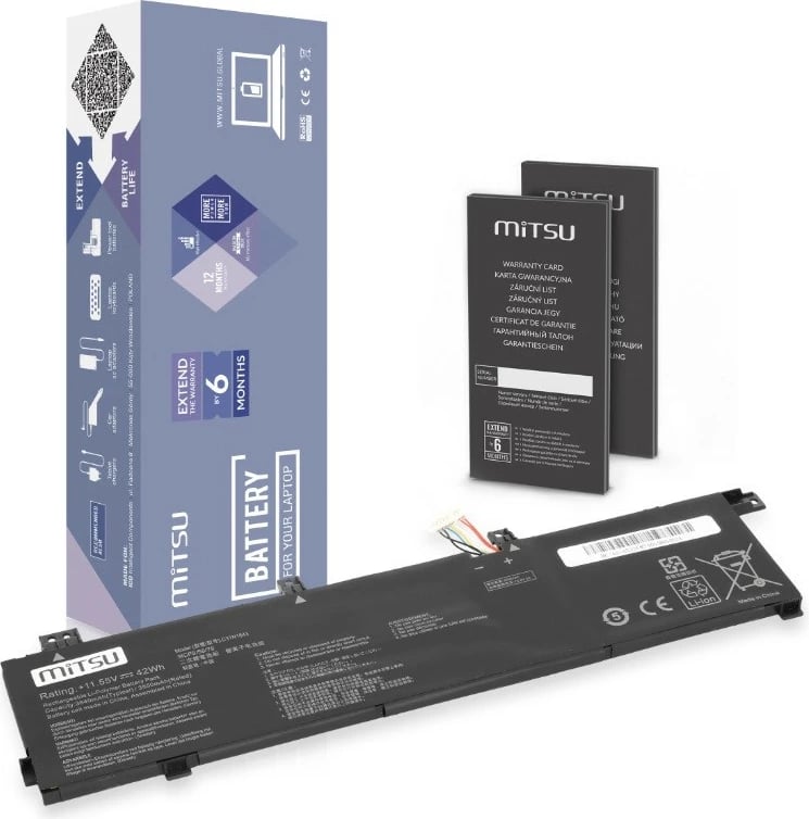 Bateri Mitsu C31N1843 për Asus VivoBook S432F S432FA S432FL S532F S532FA S532FL, 3636 mAh, 11.55V